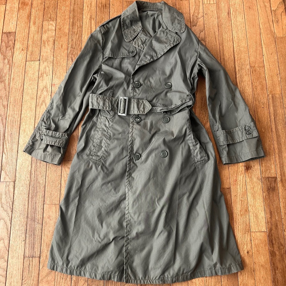 1967‎ Vintage US Military Trench Coat Mens 34S Quarpel Army Green 274 Belted